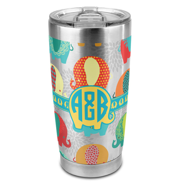 Custom Cute Elephants 20oz Stainless Steel Double Wall Tumbler - Full Print (Personalized)