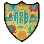 Cute Elephants Iron On Shield Patch B w/ Couple's Names