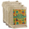 Cute Elephants 3 Reusable Cotton Grocery Bags - Front View
