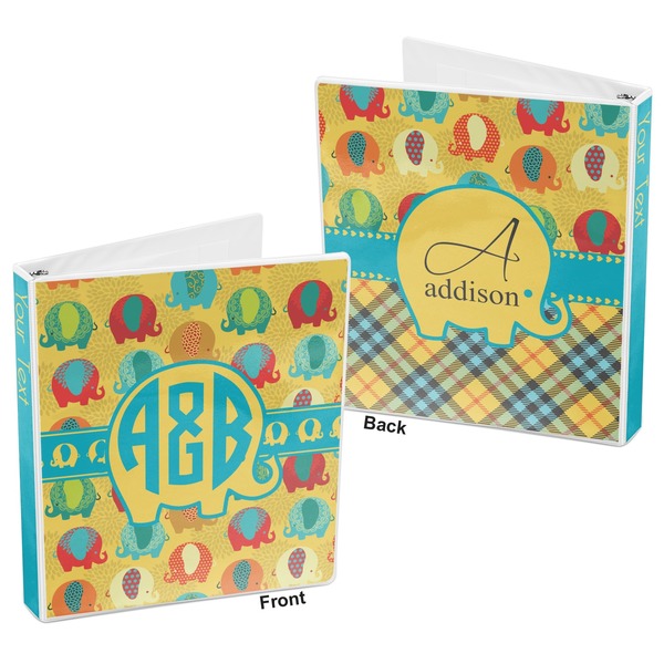 Cute Elephants 3-Ring Binder Front and Back
