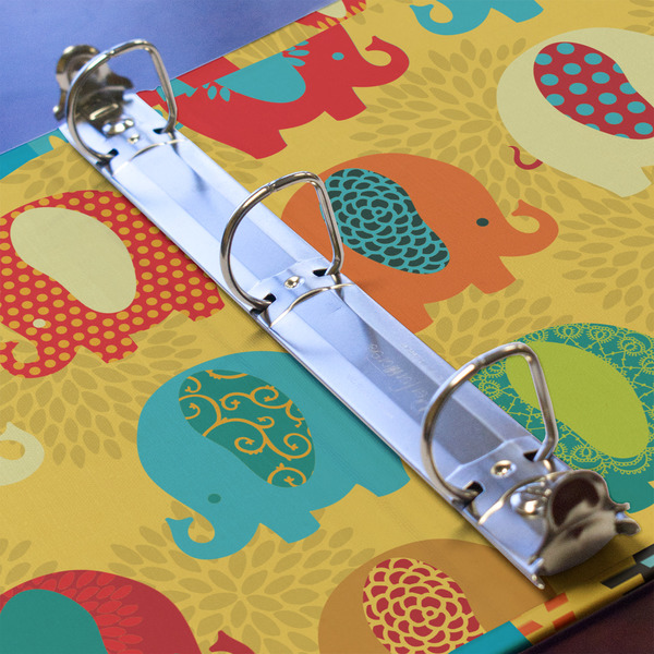 Cute Elephants 3 Ring Binders - Full Wrap - 1" - DETAIL