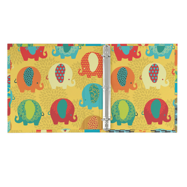 Cute Elephants 3 Ring Binders - Full Wrap - 1" - OPEN INSIDE