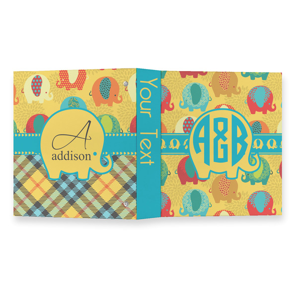 Cute Elephants 3 Ring Binders - Full Wrap - 1" - OPEN OUTSIDE