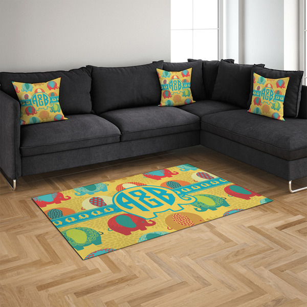 Cute Elephants 4'x6' Indoor Area Rugs - IN CONTEXT