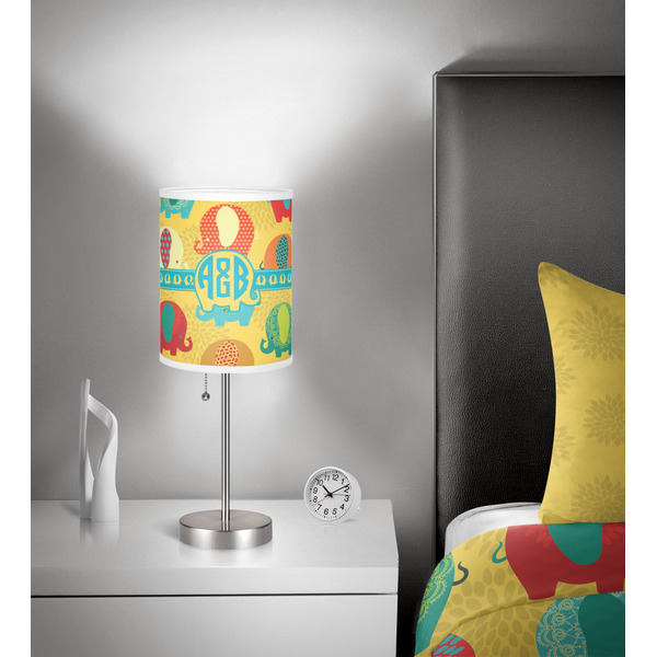 Cute Elephants 7 inch drum lamp shade - in room