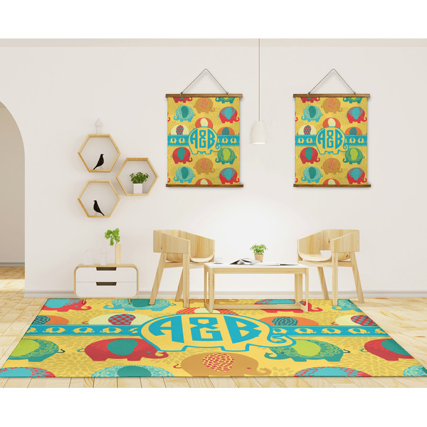 Cute Elephants 8'x10' Indoor Area Rugs - IN CONTEXT