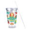 Cute Elephants Acrylic Tumbler - Full Print - Front straw out