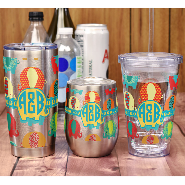 Cute Elephants Acrylic Tumbler - Full Print - In Context