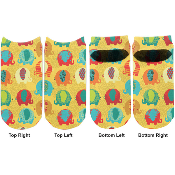 Cute Elephants Adult Ankle Socks - Double Pair - Front and Back - Apvl