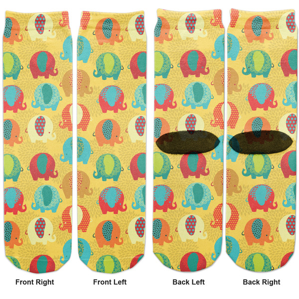 Cute Elephants Adult Crew Socks - Double Pair - Front and Back - Apvl