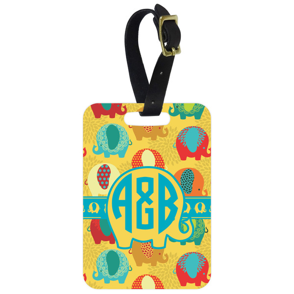 Custom Cute Elephants Metal Luggage Tag w/ Couple's Names