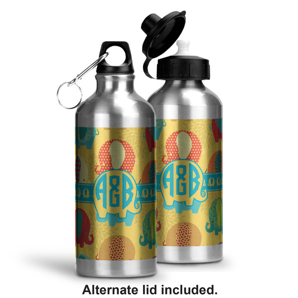 Cute Elephants Aluminum Water Bottle - Alternate lid options