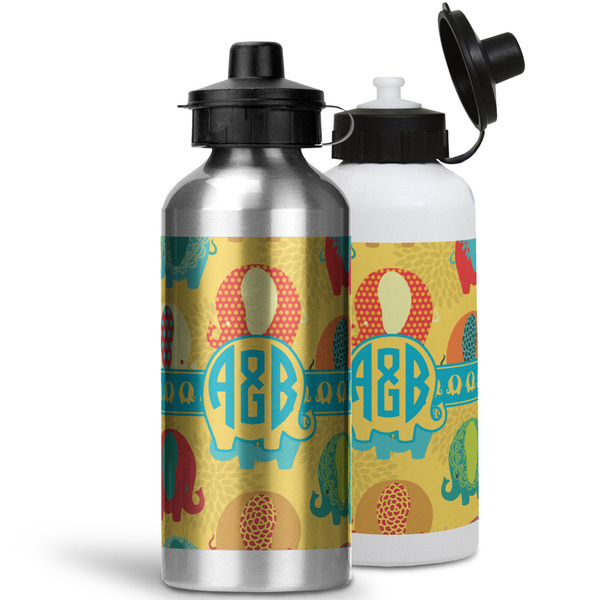 Cute Elephants Aluminum Water Bottles - MAIN (white &silver)