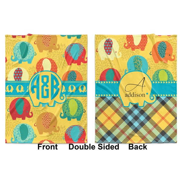 Cute Elephants Baby Blanket (Double Sided - Printed Front and Back)