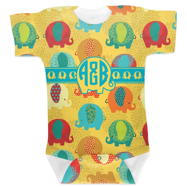 Custom Cute Elephants Baby Bodysuit (Personalized)
