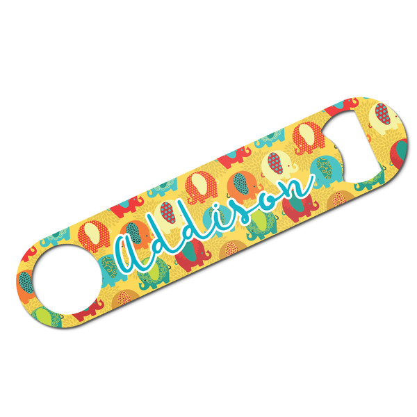 Custom Cute Elephants Bar Bottle Opener w/ Couple's Names