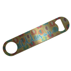 Cute Elephants Bar Bottle Opener - Silver w/ Couple's Names