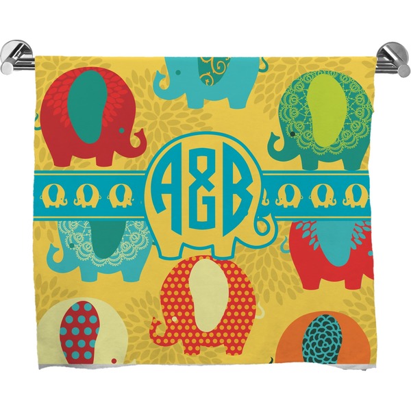 Custom Cute Elephants Bath Towel (Personalized)