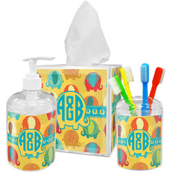 Cute Elephants Acrylic Bathroom Accessories Set w/ Couple's Names