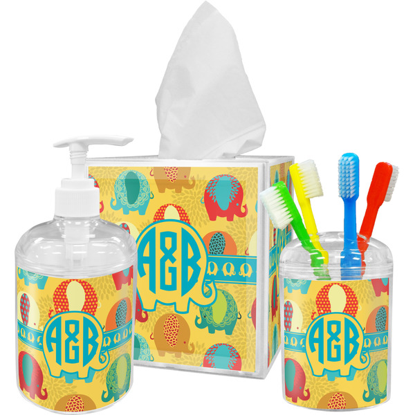 Cute Elephants Bathroom Accessories Set (Personalized)