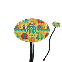 Cute Elephants 7" Oval Plastic Stir Sticks - Black - Double Sided (Personalized)