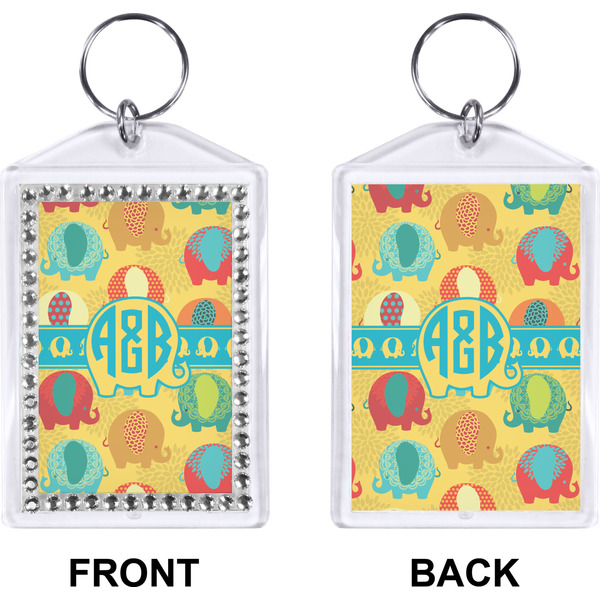 Cute Elephants Bling Keychain (Front + Back)