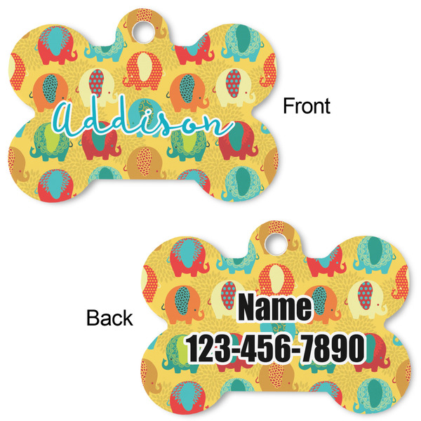 Cute Elephants Bone Shaped Dog ID Tag - Large - Approval