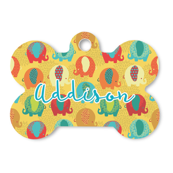 Custom Cute Elephants Bone Shaped Dog ID Tag (Personalized)