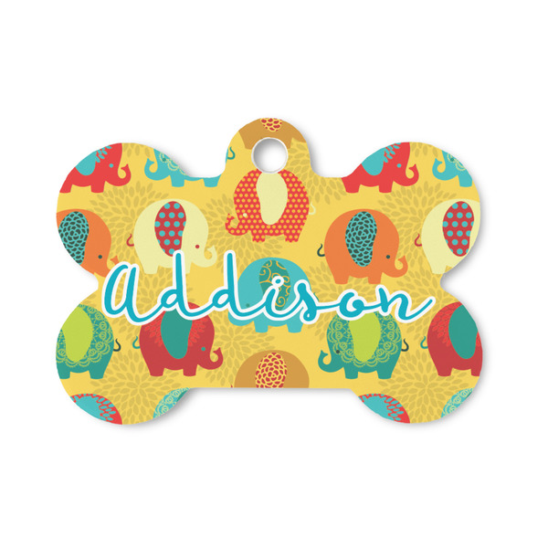 Custom Cute Elephants Bone Shaped Dog ID Tag - Small (Personalized)