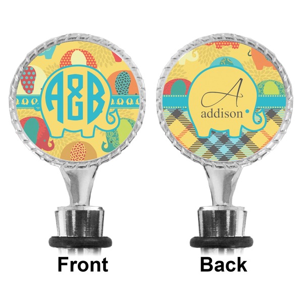 Cute Elephants Bottle Stopper - Front and Back