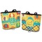 Cute Elephants Bucket Totes w/ Genuine Leather Trim - Regular - Front and Back - Apvl