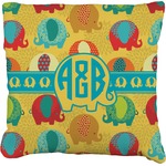 Cute Elephants Faux-Linen Throw Pillow 16" (Personalized)