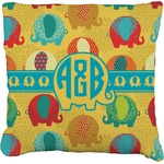 Cute Elephants Faux-Linen Throw Pillow 18" (Personalized)