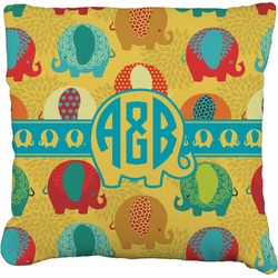 Cute Elephants Faux-Linen Throw Pillow 18" (Personalized)