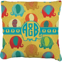 Cute Elephants Faux-Linen Throw Pillow 20" (Personalized)