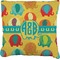 Cute Elephants Faux-Linen Throw Pillow 20" (Personalized)