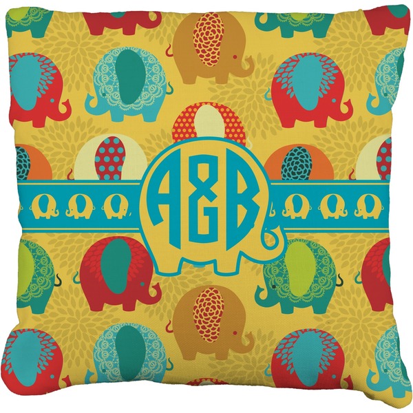 Custom Cute Elephants Faux-Linen Throw Pillow 26" (Personalized)