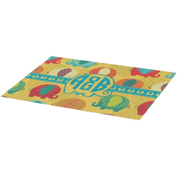 Cute Elephants Burlap Placemat (Angle View)