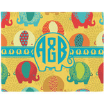Cute Elephants Woven Fabric Placemat - Twill w/ Couple's Names