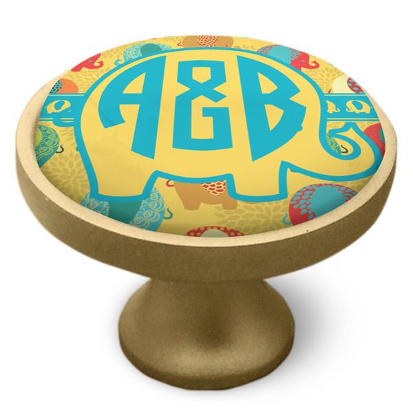 Cute Elephants Cabinet Knob - Gold - Side