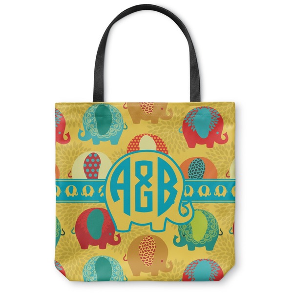 Custom Cute Elephants Canvas Tote Bag - Medium - 16"x16" (Personalized)