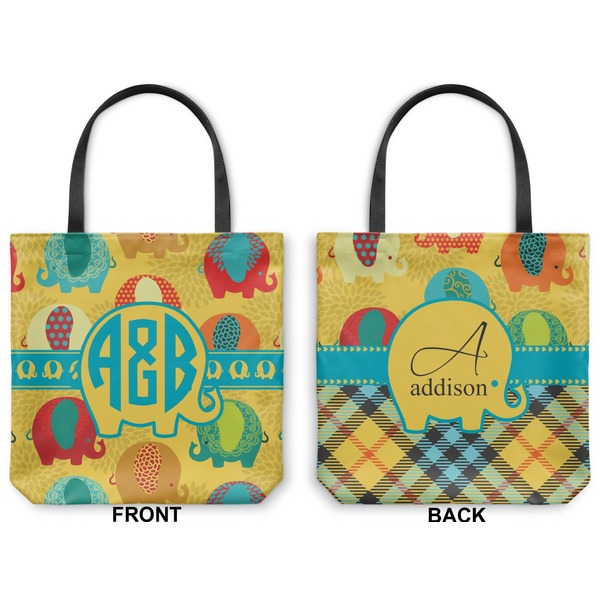 Cute Elephants Canvas Tote - Front and Back