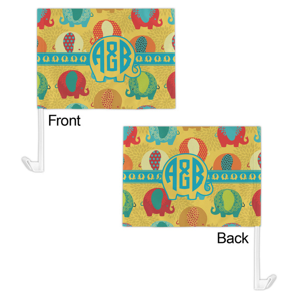 Cute Elephants Car Flag - 11" x 8" - Front & Back View