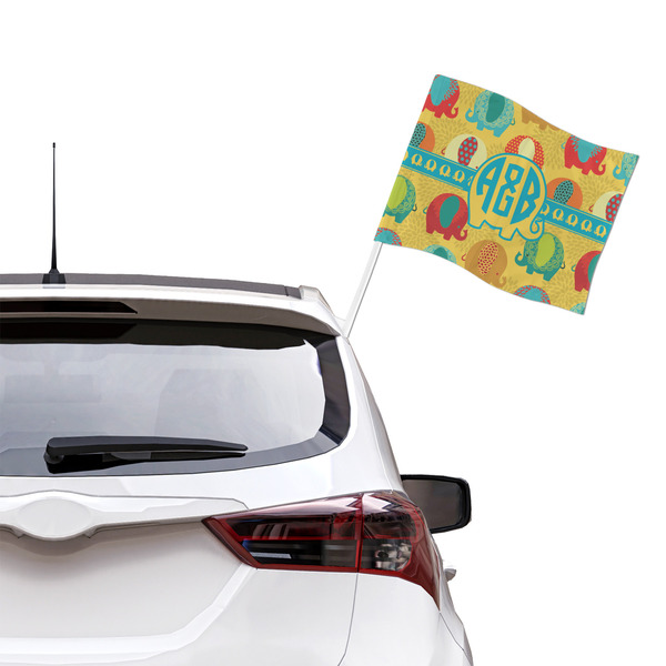 Cute Elephants Car Flag - Large - LIFESTYLE