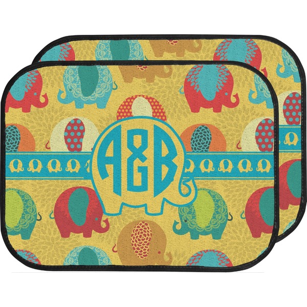 Custom Cute Elephants Car Floor Mats (Back Seat) (Personalized)