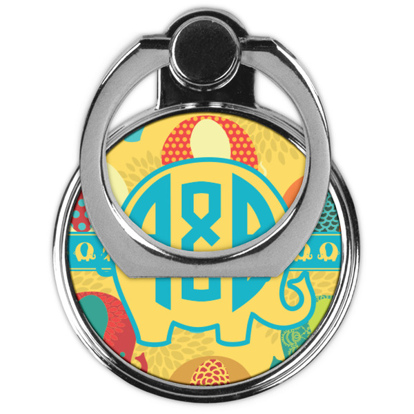 Cute Elephants Cell Phone Ring Stand & Holder - Front (Collapsed)