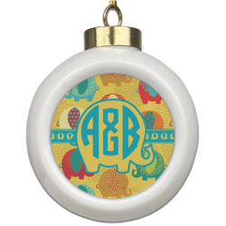 Cute Elephants Ceramic Ball Ornament (Personalized)