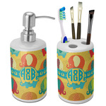 Cute Elephants Ceramic Bathroom Accessories Set (Personalized)