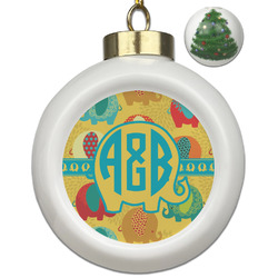 Cute Elephants Ceramic Ball Ornament - Christmas Tree (Personalized)