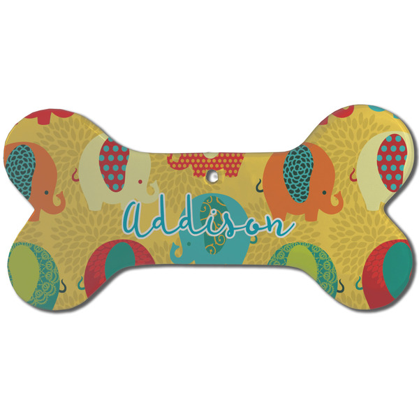 Cute Elephants Ceramic Flat Ornament - Bone Front